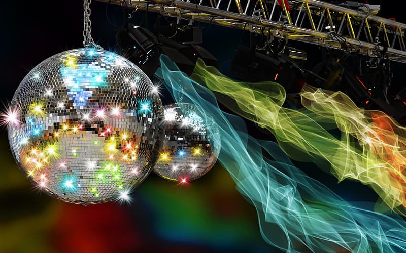 two-gray-disco-balls